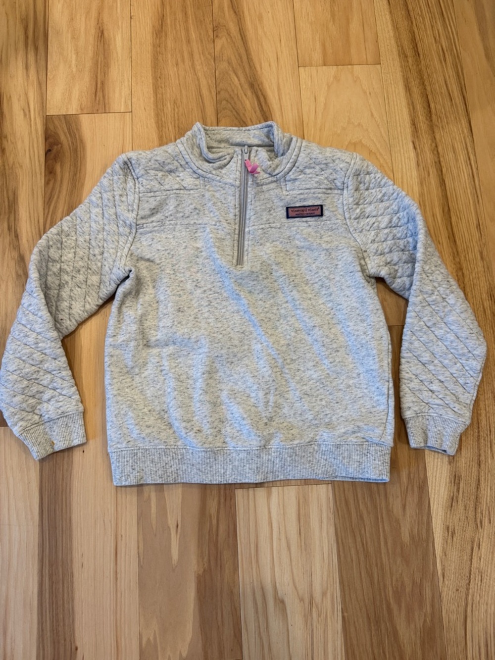 Vineyard Vines Quarter-Zip Quilted Sleeve Pullover - Light Heather Gray